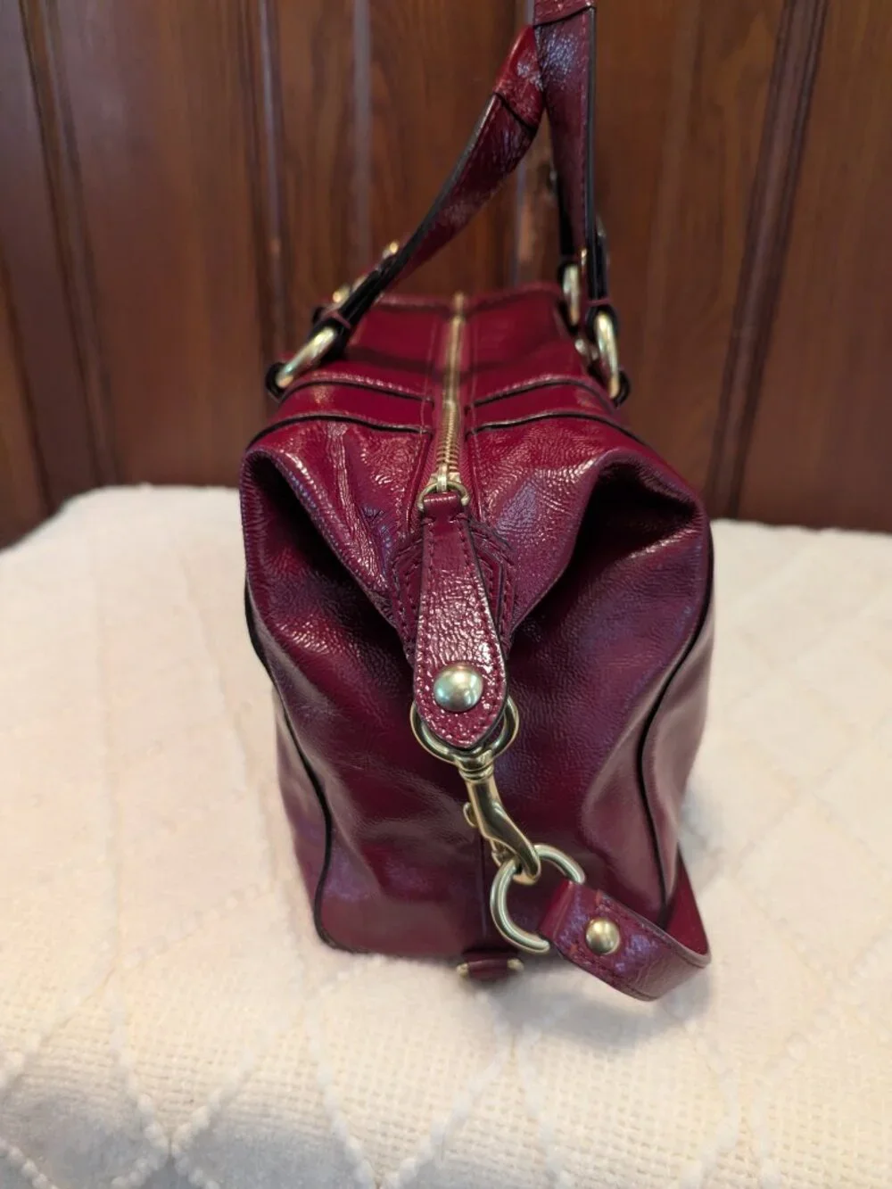 Coach Ashley Red/Burgundy Patent Satchel Bag